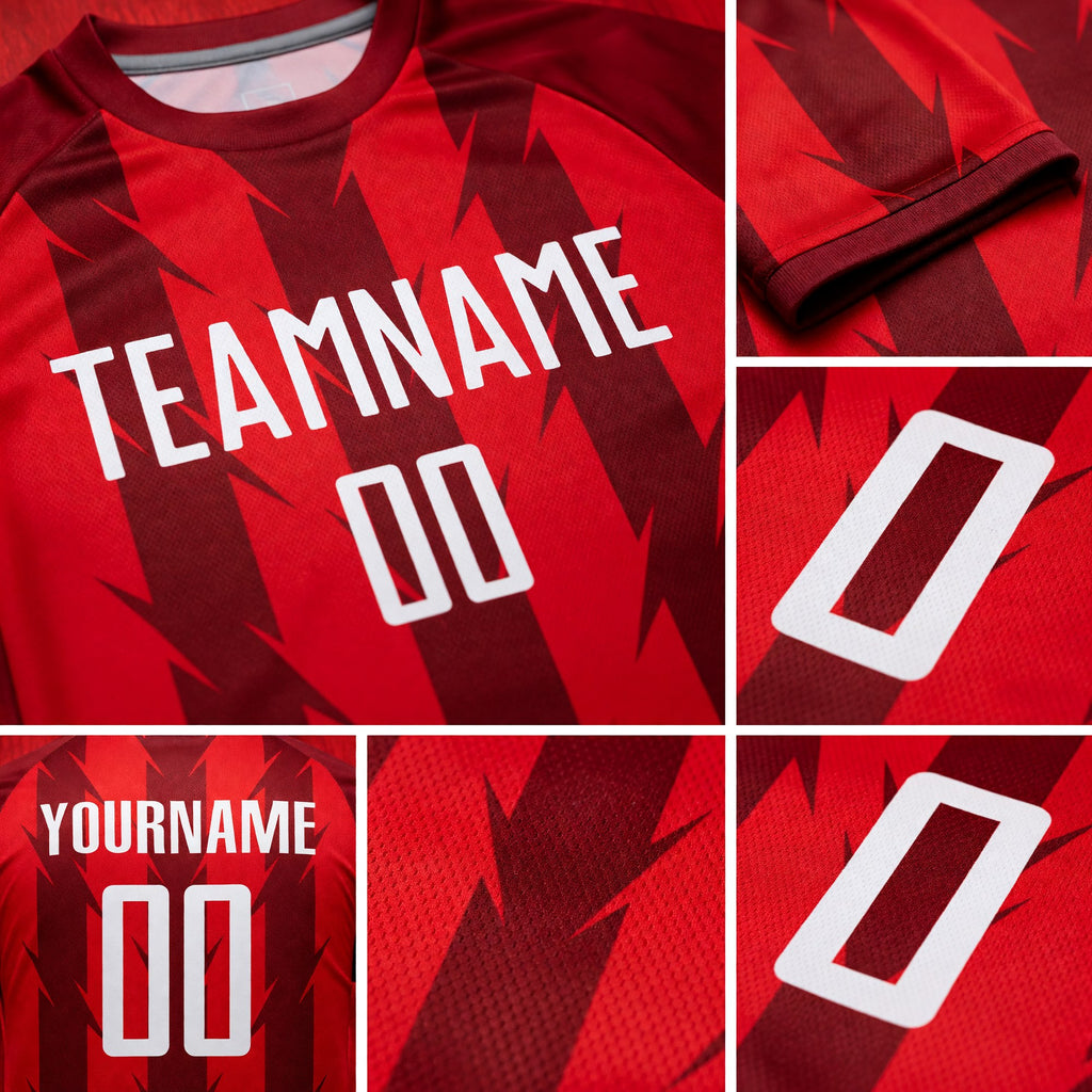 Custom Red White Sublimation Soccer Uniform Jersey detail