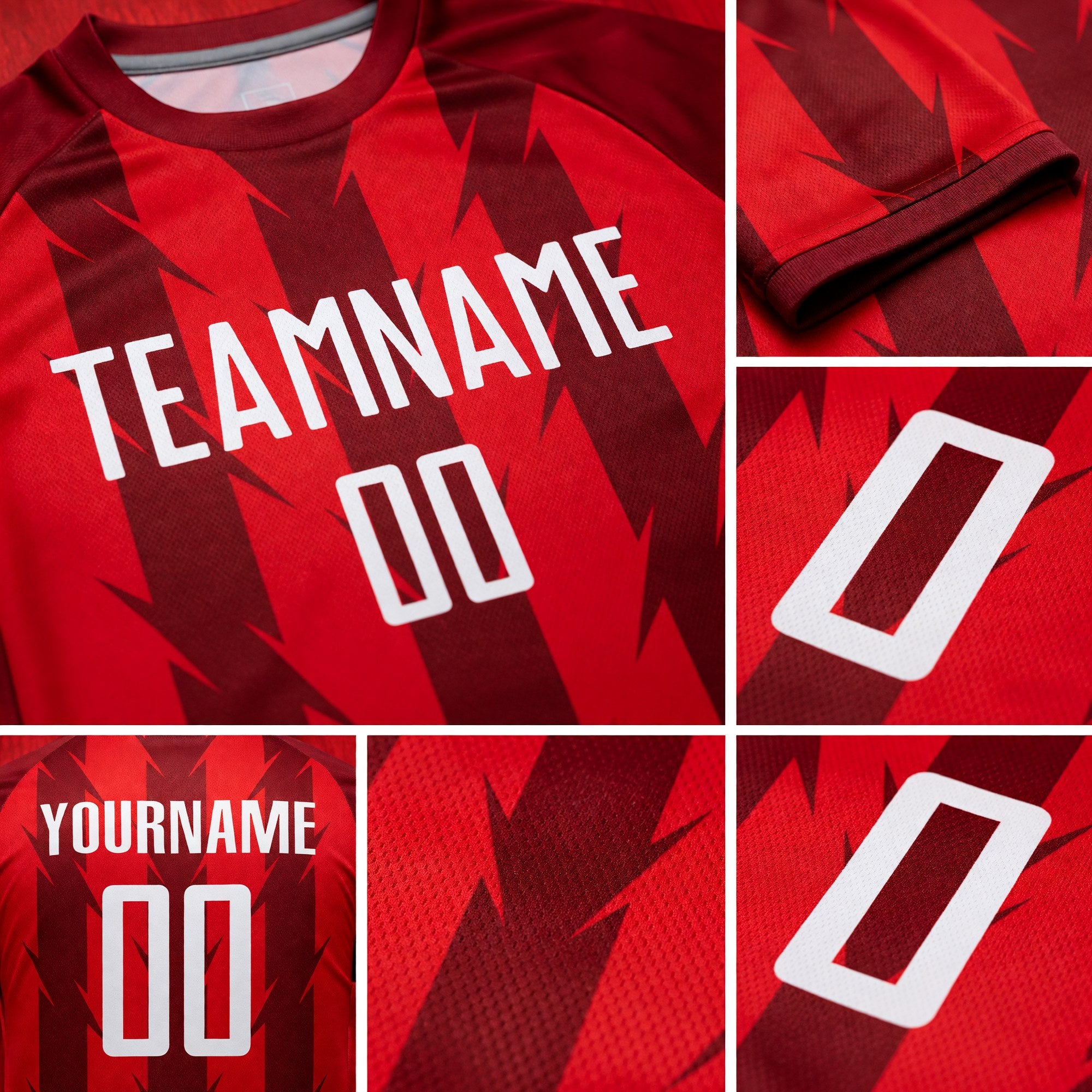 Custom Red White Sublimation Soccer Uniform Jersey detail