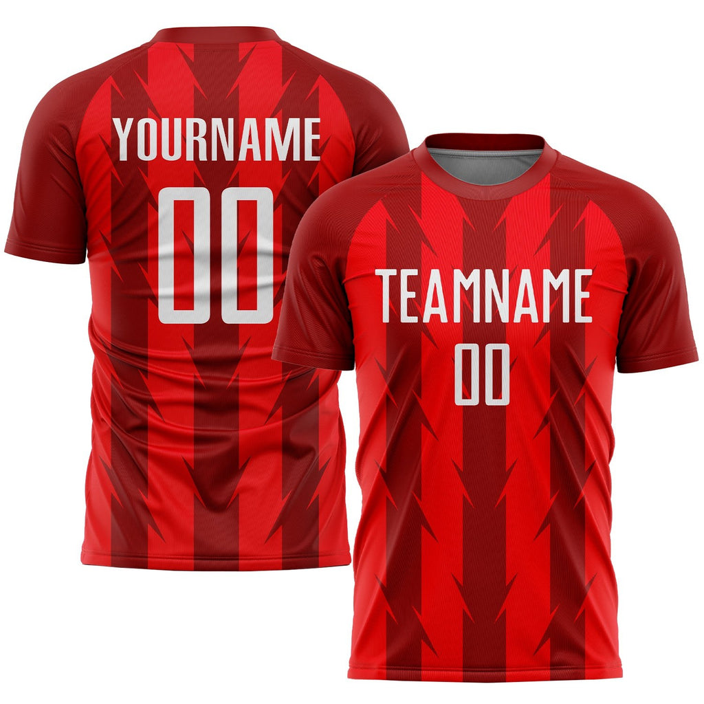 Custom Red White Sublimation Soccer Uniform Jersey photo 1