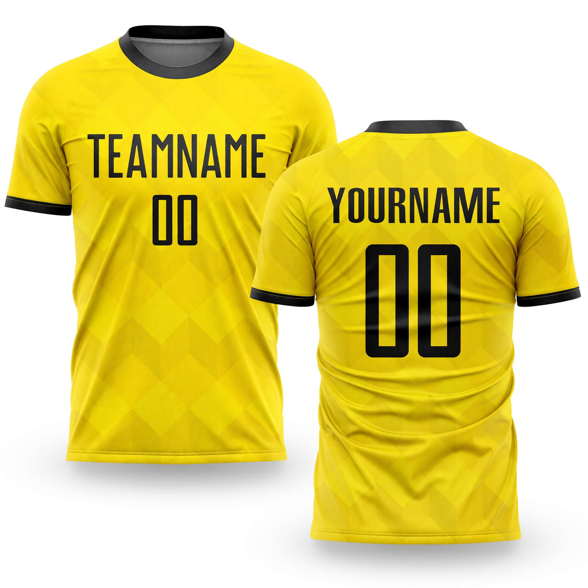 Custom Gold Black Sublimation Soccer Uniform Jersey