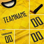 Custom Gold Black Sublimation Soccer Uniform Jersey detail