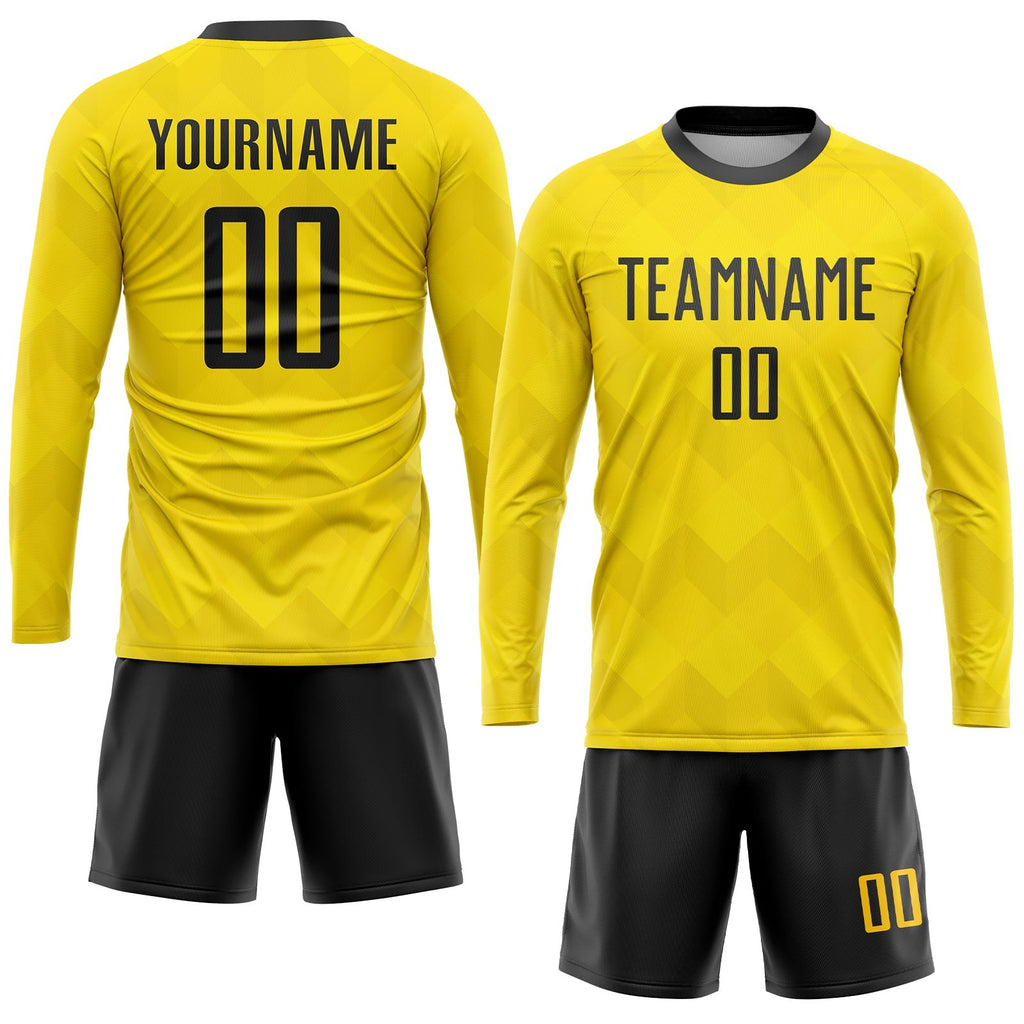 Custom Gold Black Sublimation Soccer Uniform Jersey photo 4