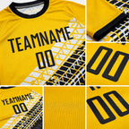 Custom Gold Black-White Sublimation Soccer Uniform Jersey detail