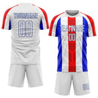 Custom White White-Royal Sublimation Soccer Uniform Jersey photo 2