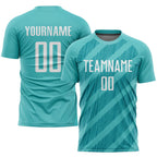Custom Aqua White Sublimation Soccer Uniform Jersey photo 1