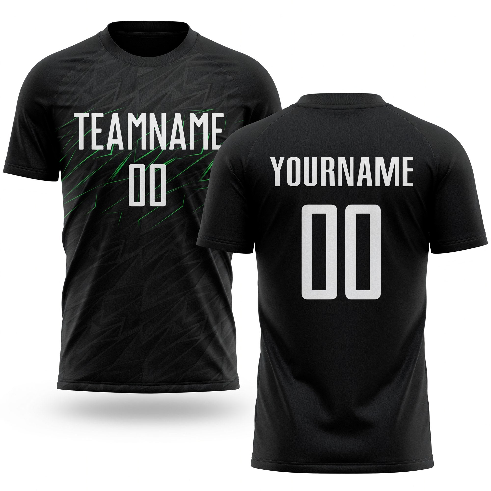 Custom Black White-Neon Green Sublimation Soccer Uniform Jersey