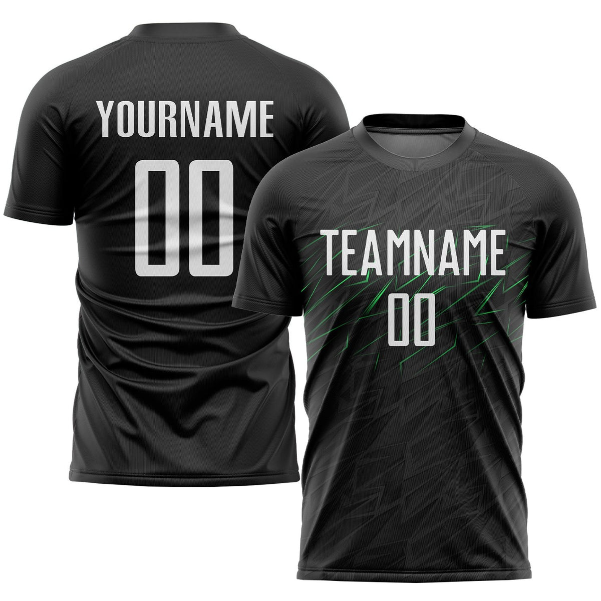 Custom Black White-Neon Green Sublimation Soccer Uniform Jersey photo 1