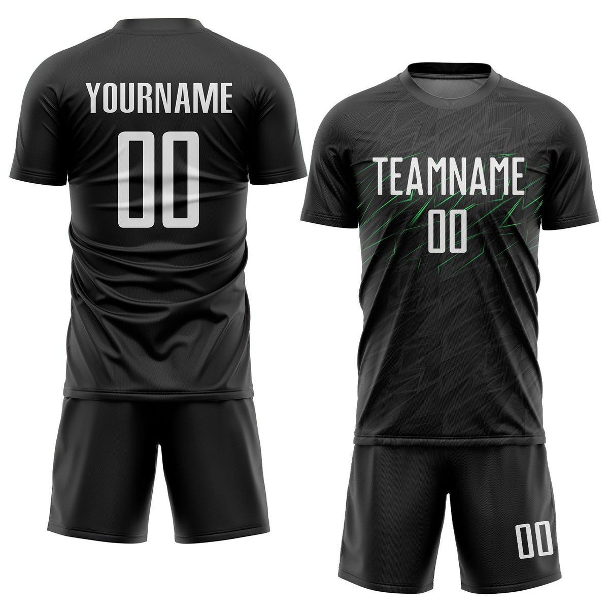 Custom Black White-Neon Green Sublimation Soccer Uniform Jersey photo 2