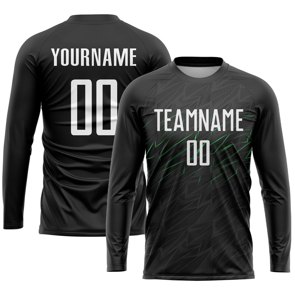 Custom Black White-Neon Green Sublimation Soccer Uniform Jersey photo 3