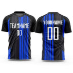 Custom Black White-Royal Sublimation Soccer Uniform Jersey