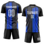Custom Black White-Royal Sublimation Soccer Uniform Jersey photo 2