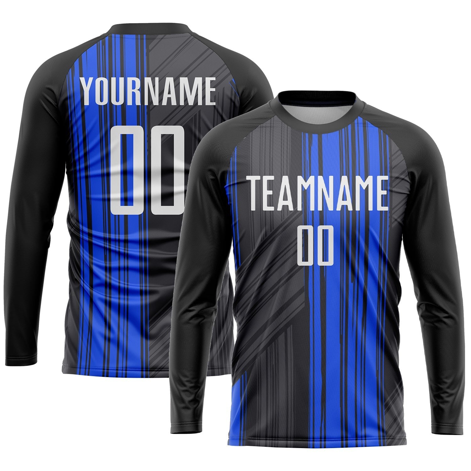 Custom Black White-Royal Sublimation Soccer Uniform Jersey photo 3