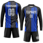 Custom Black White-Royal Sublimation Soccer Uniform Jersey photo 4