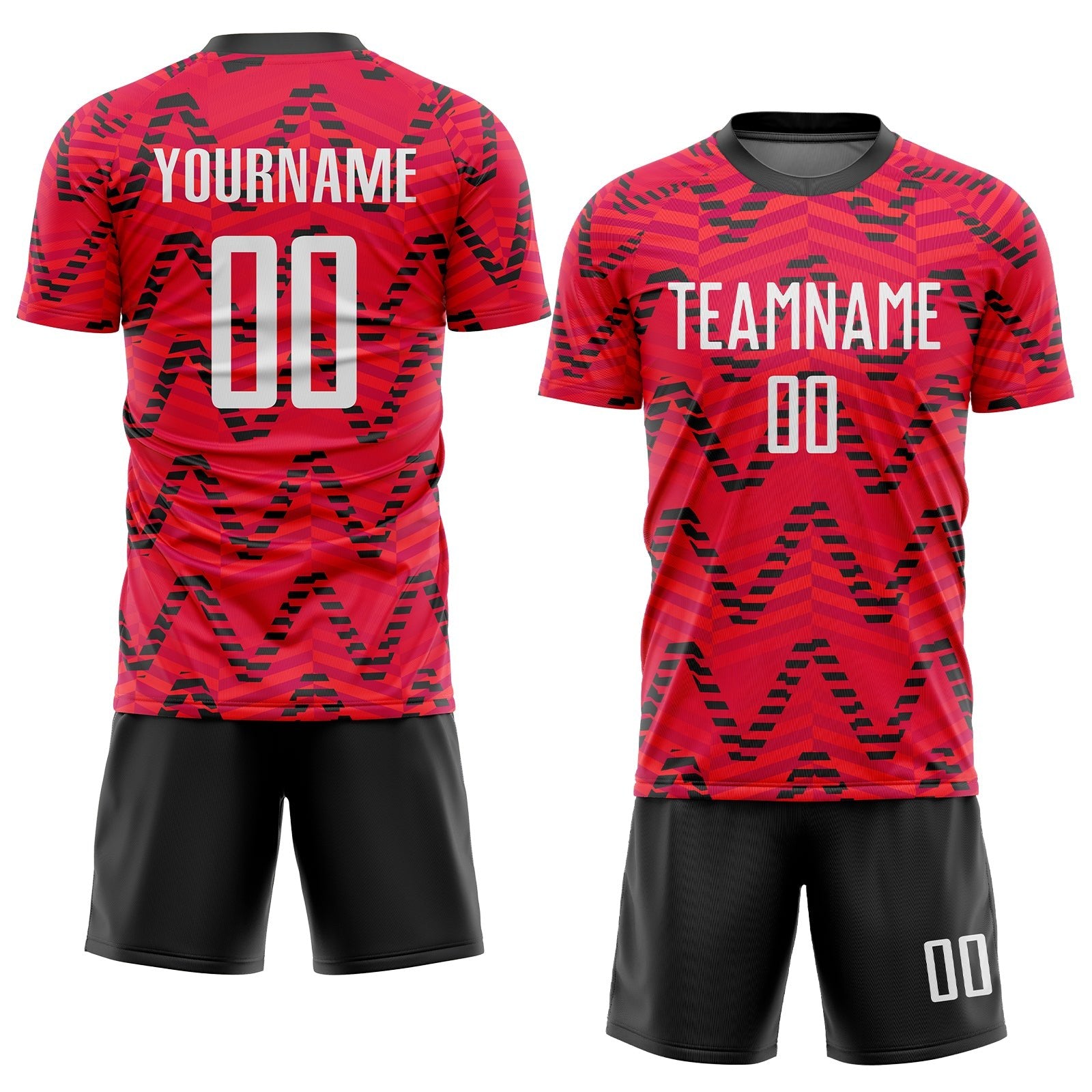 Custom Red White-Black Sublimation Soccer Uniform Jersey photo 2