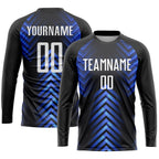 Custom Black White-Royal Sublimation Soccer Uniform Jersey photo 3
