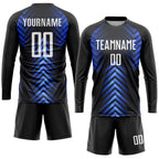 Custom Black White-Royal Sublimation Soccer Uniform Jersey photo 4