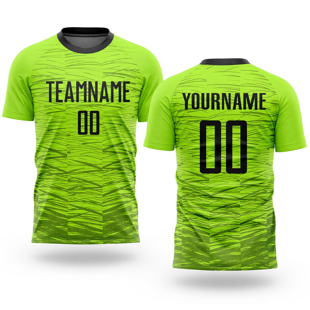 Custom Neon Green Black Sublimation Soccer Uniform Jersey