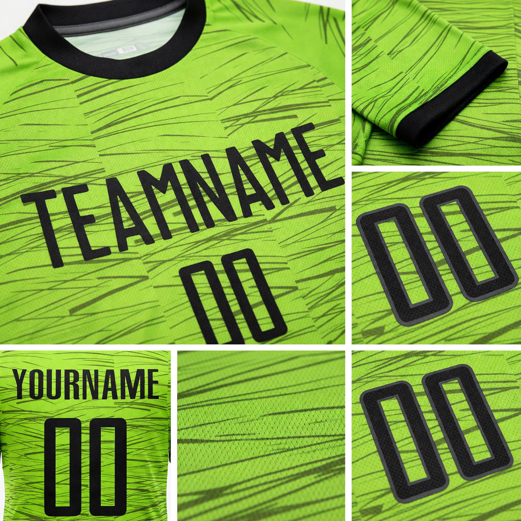 Custom Neon Green Black Sublimation Soccer Uniform Jersey detail