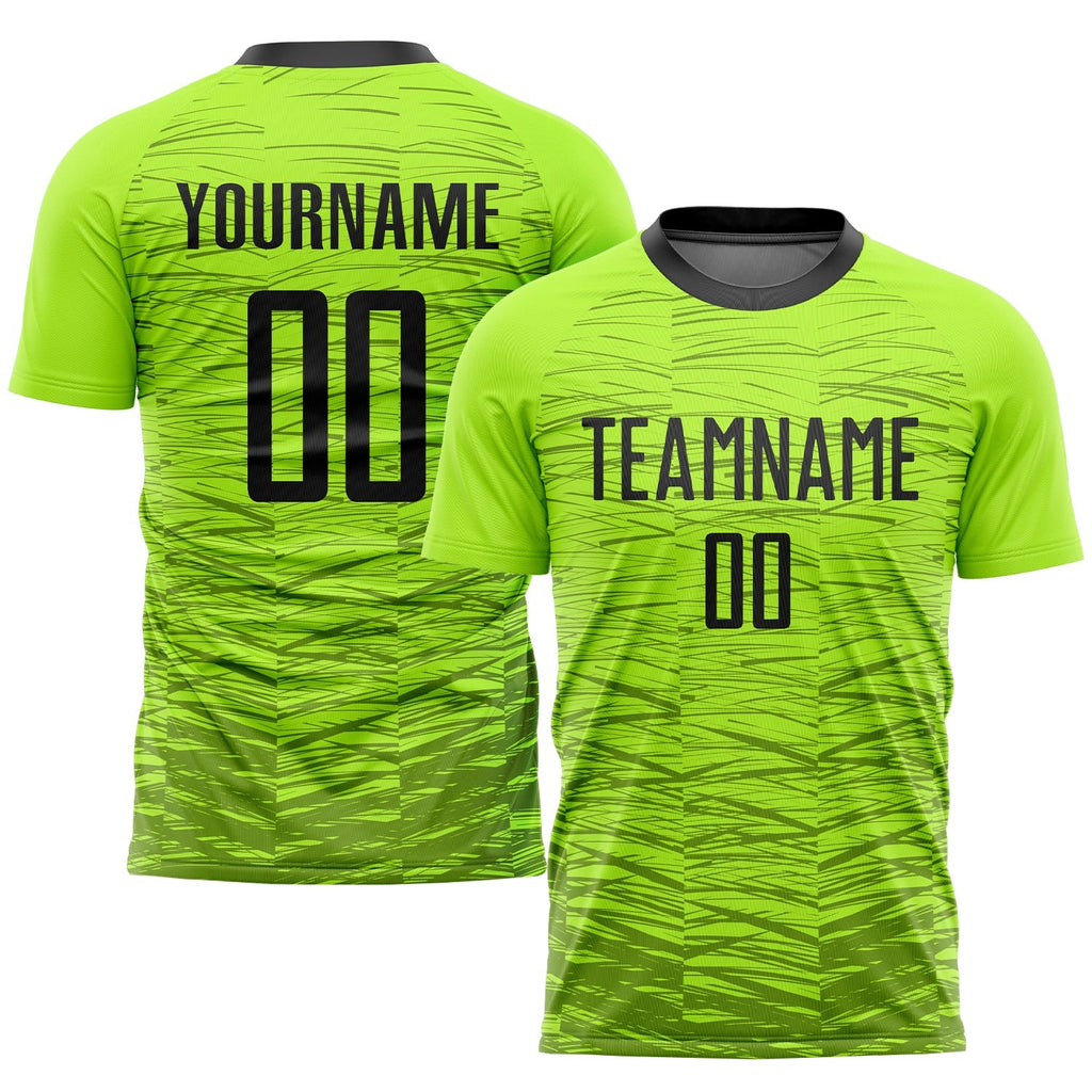 Custom Neon Green Black Sublimation Soccer Uniform Jersey photo 1