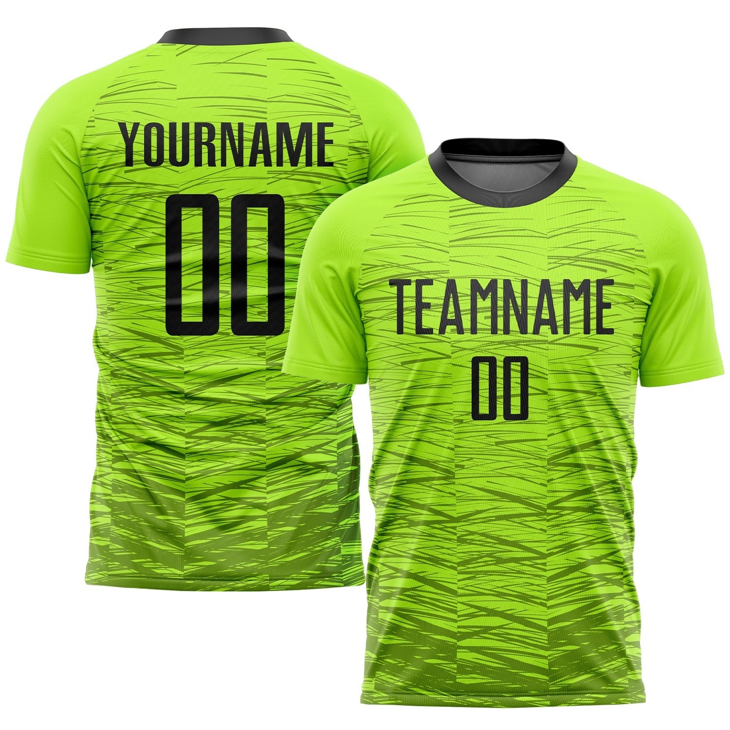 Custom Neon Green Black Sublimation Soccer Uniform Jersey photo 1