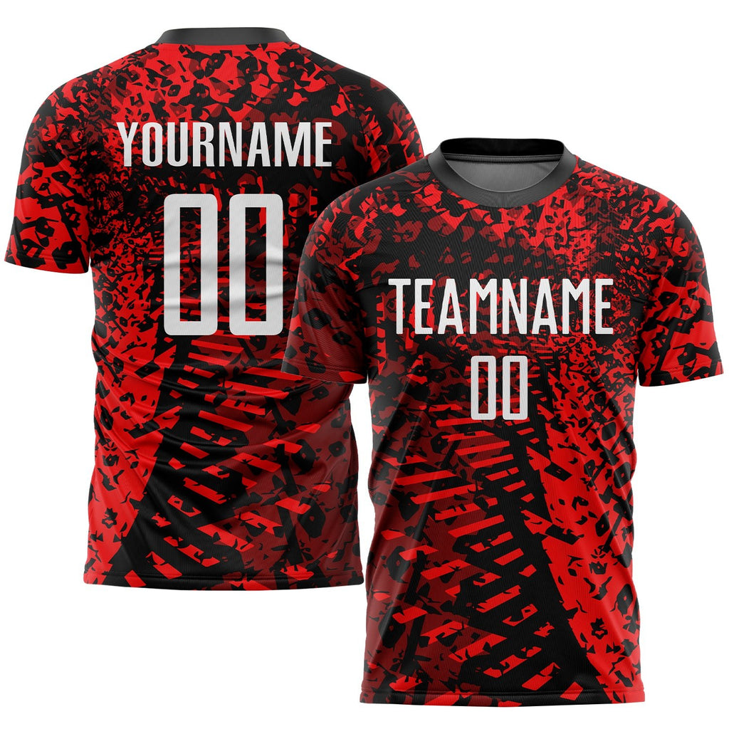 Custom Red Black-White Sublimation Soccer Uniform Jersey photo 1