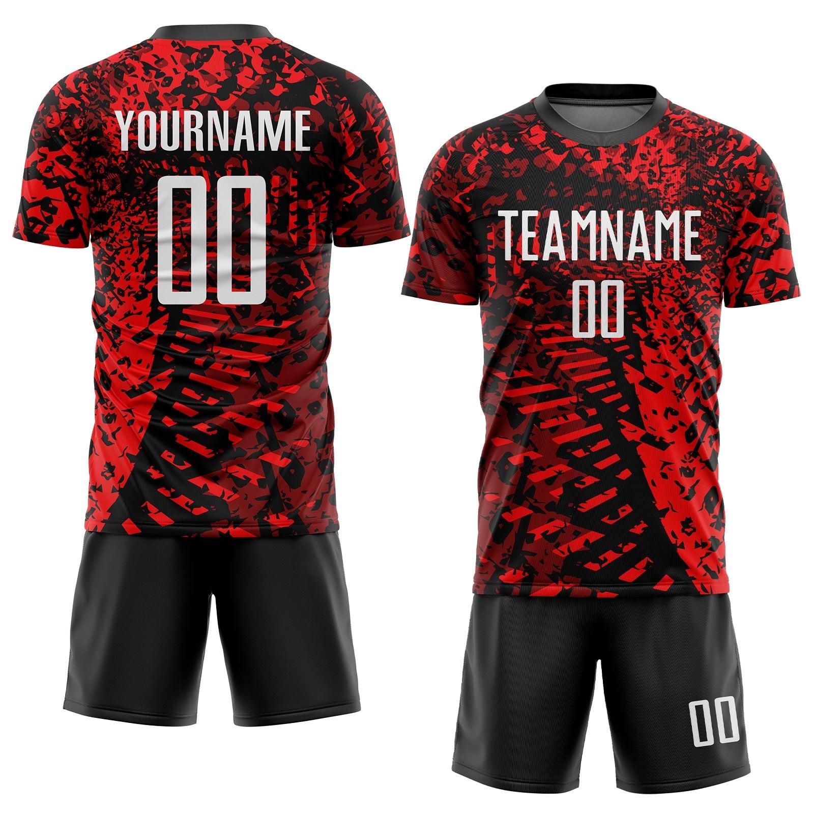 Custom Red Black-White Sublimation Soccer Uniform Jersey photo 2