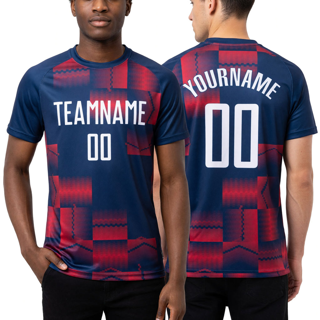 Custom Figure White-Purple Sublimation Soccer Uniform Jersey worn front and back