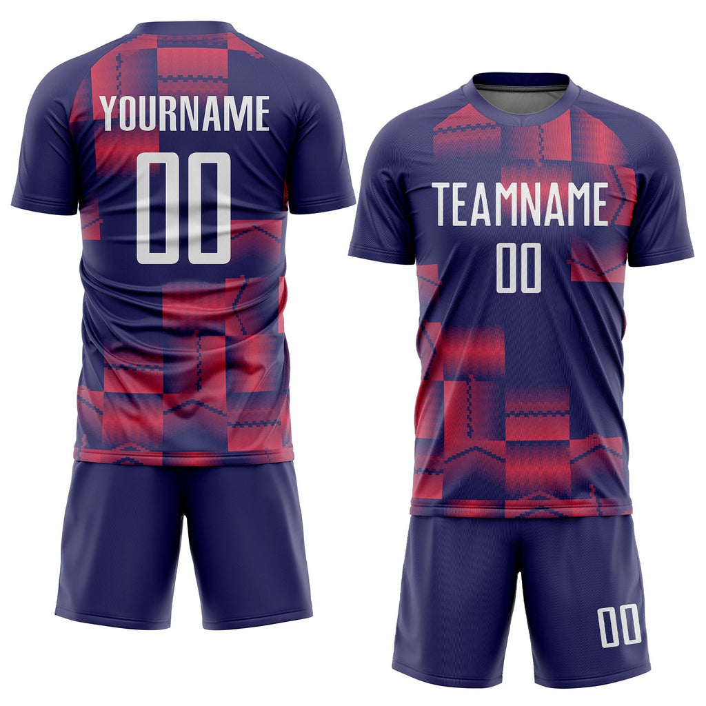Custom Figure White-Purple Sublimation Soccer Uniform Jersey photo 2