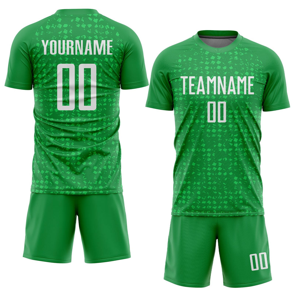 Custom Kelly Green White Sublimation Soccer Uniform Jersey photo 2