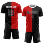 Custom Red Black-White Sublimation Split Fashion Soccer Uniform Jersey photo 2