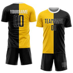 Custom Gold Black-White Sublimation Split Fashion Soccer Uniform Jersey photo 2