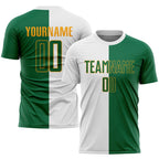Custom White Kelly Green-Gold Sublimation Split Fashion Soccer Uniform Jersey