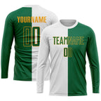 Custom White Kelly Green-Gold Sublimation Split Fashion Soccer Uniform Jersey photo 3
