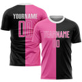 Custom Black Pink-White Sublimation Split Fashion Soccer Uniform Jersey