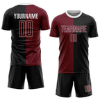 Custom Black Crimson-White Sublimation Split Fashion Soccer Uniform Jersey photo 2
