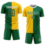 Custom Gold Kelly Green-White Sublimation Split Fashion Soccer Uniform Jersey photo 2