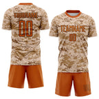 Custom Camo Texas Orange-Brown Sublimation Salute To Service Soccer Uniform Jersey photo 2