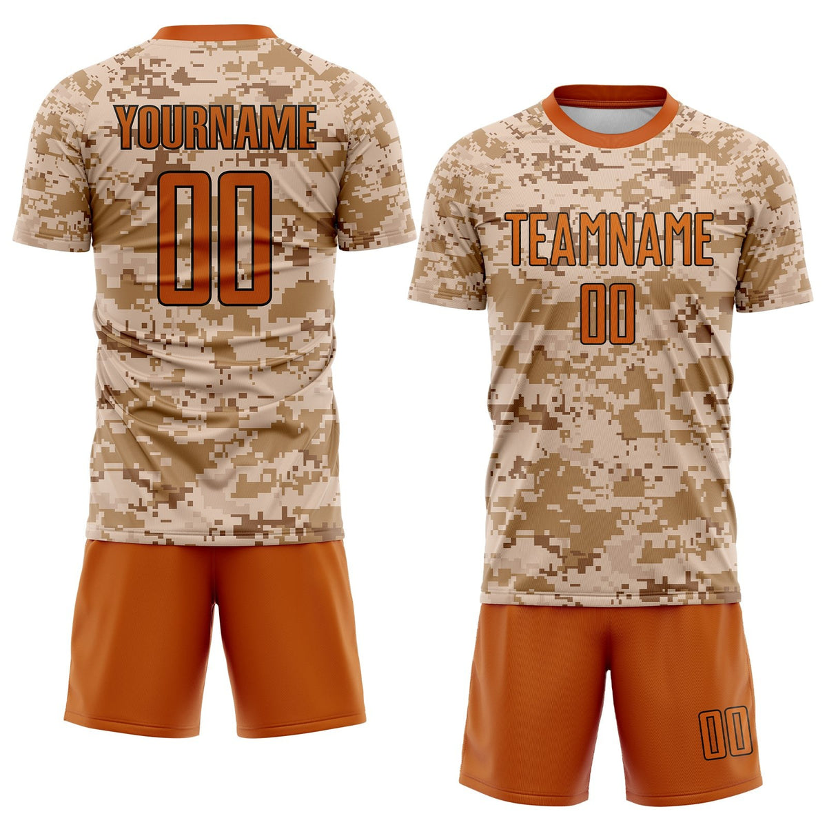 Custom Camo Texas Orange-Brown Sublimation Salute To Service Soccer Uniform Jersey photo 2