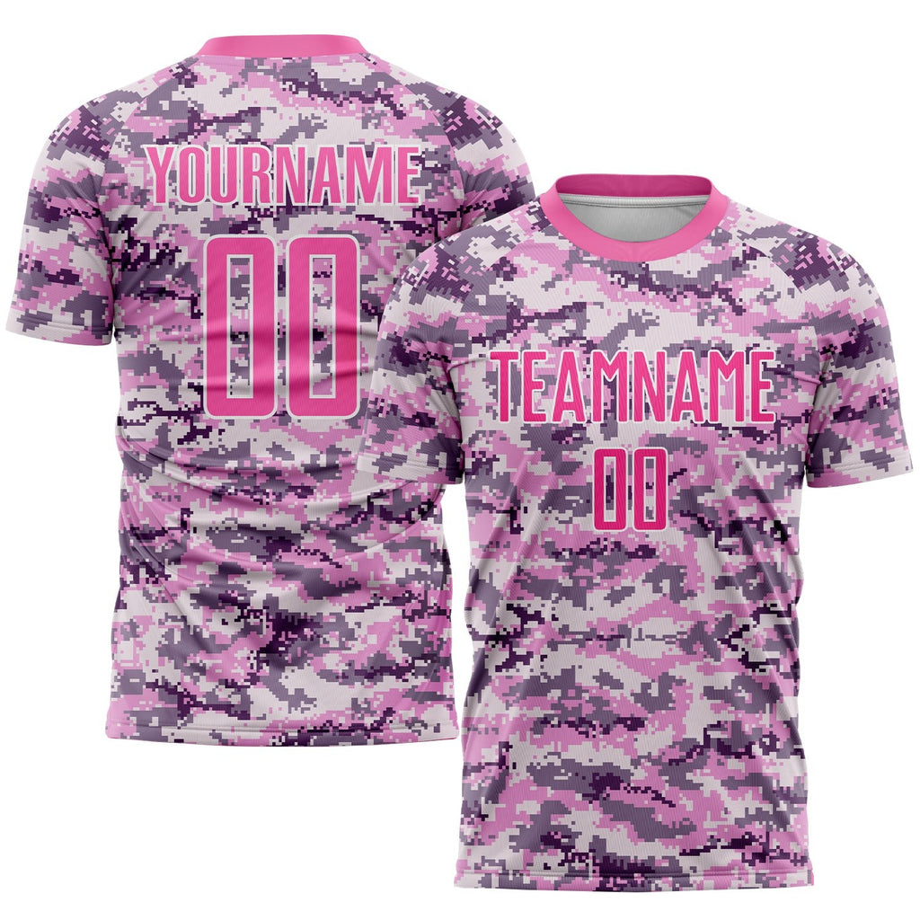Custom Camo Pink-White Sublimation Salute To Service Soccer Uniform Jersey photo 1