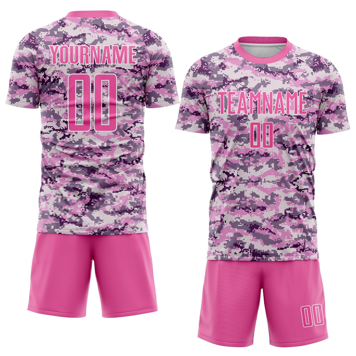 Custom Camo Pink-White Sublimation Salute To Service Soccer Uniform Jersey photo 2