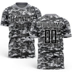 Custom Camo Black-Gray Sublimation Salute To Service Soccer Uniform Jersey