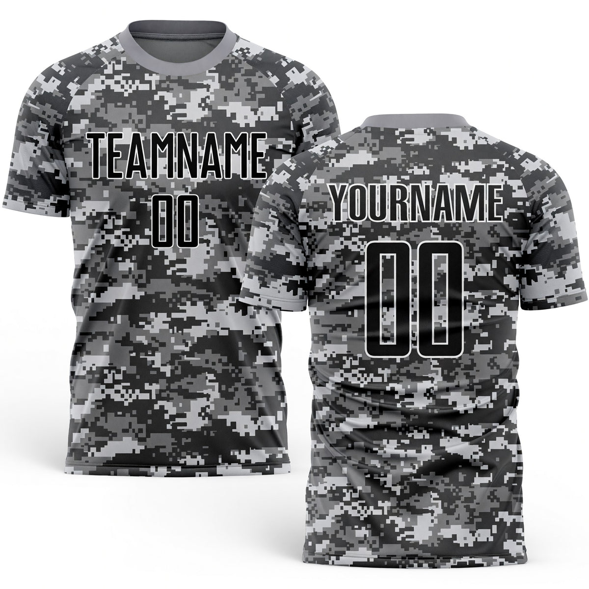 Custom Camo Black-Gray Sublimation Salute To Service Soccer Uniform Jersey