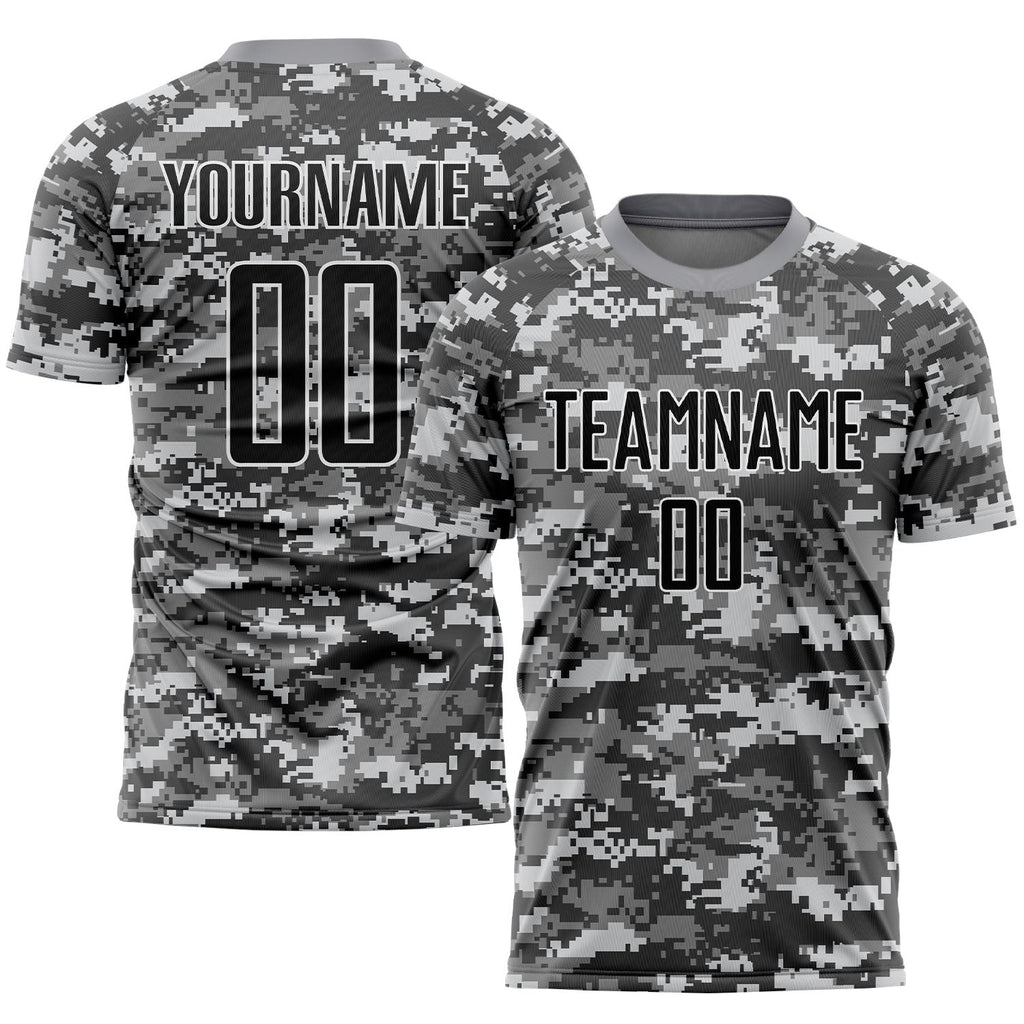 Custom Camo Black-Gray Sublimation Salute To Service Soccer Uniform Jersey photo 1