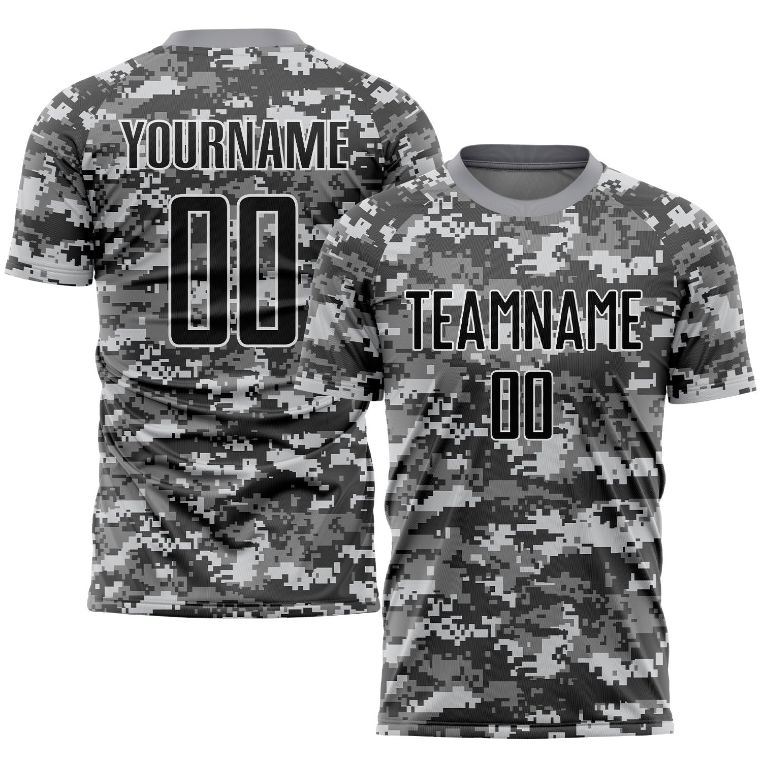 Custom Camo Black-Gray Sublimation Salute To Service Soccer Uniform Jersey photo 1