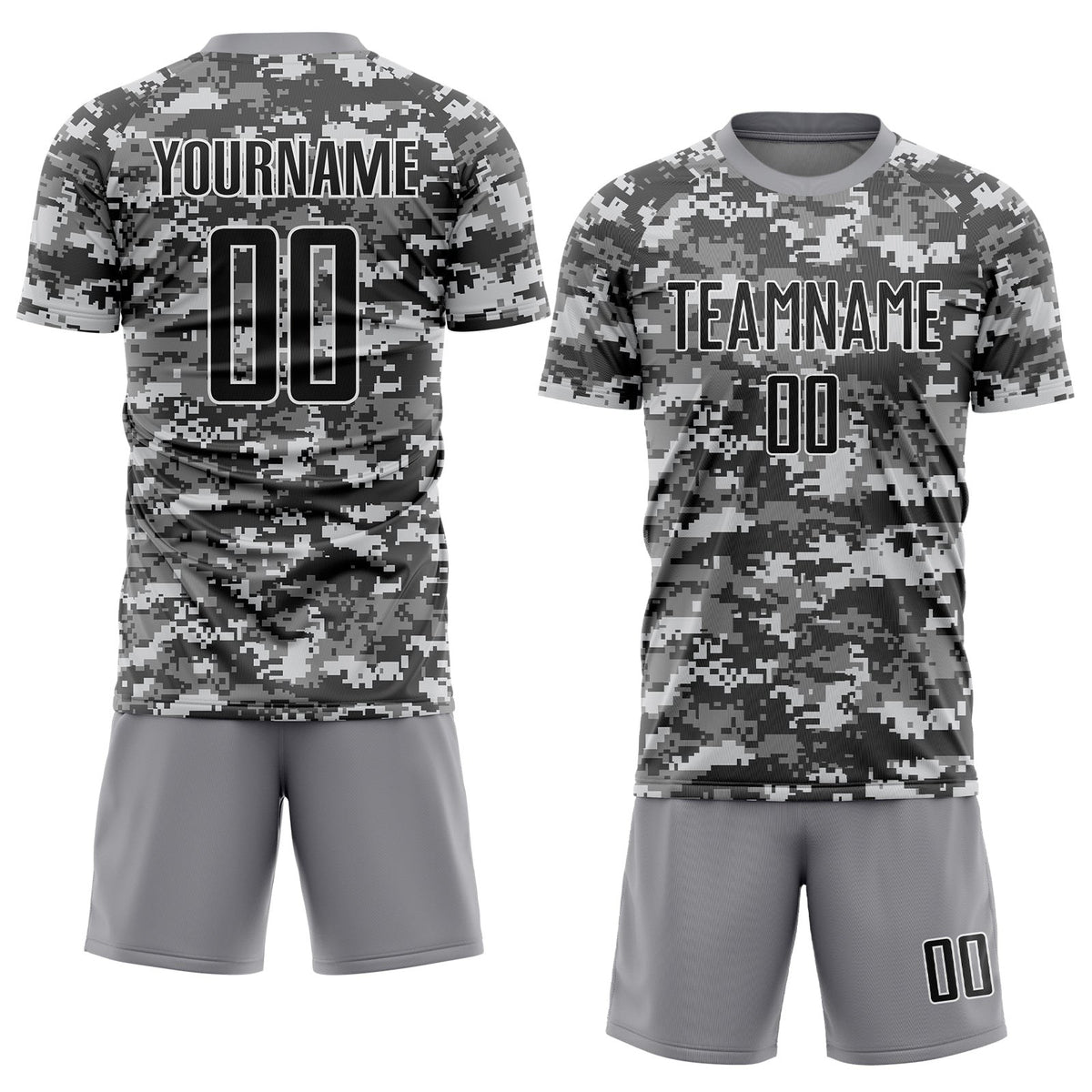 Custom Camo Black-Gray Sublimation Salute To Service Soccer Uniform Jersey photo 2