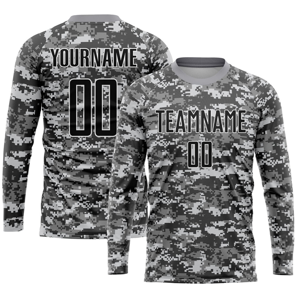 Custom Camo Black-Gray Sublimation Salute To Service Soccer Uniform Jersey photo 3