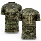 Custom Camo Vegas Gold-Olive Sublimation Salute To Service Soccer Uniform Jersey