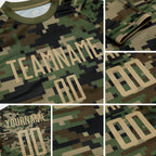 Custom Camo Vegas Gold-Olive Sublimation Salute To Service Soccer Uniform Jersey detail