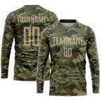 Custom Camo Vegas Gold-Olive Sublimation Salute To Service Soccer Uniform Jersey photo 3