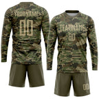 Custom Camo Vegas Gold-Olive Sublimation Salute To Service Soccer Uniform Jersey photo 4
